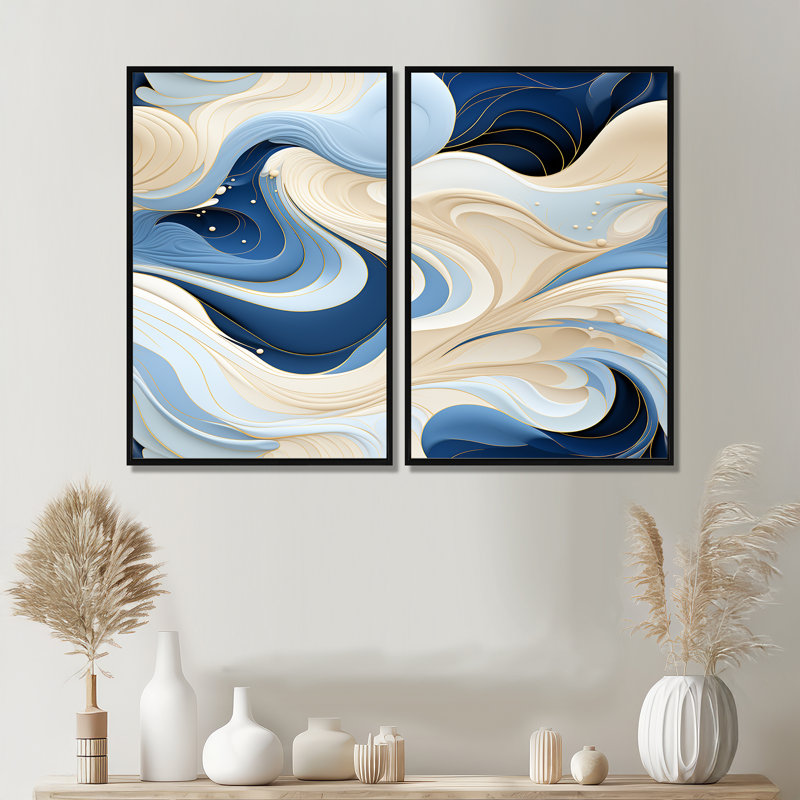 Motif bohème côtier minimaliste - reproductions d'art moderne sur toile, Black, 36" H x 48" W, Impression encadrée flottante