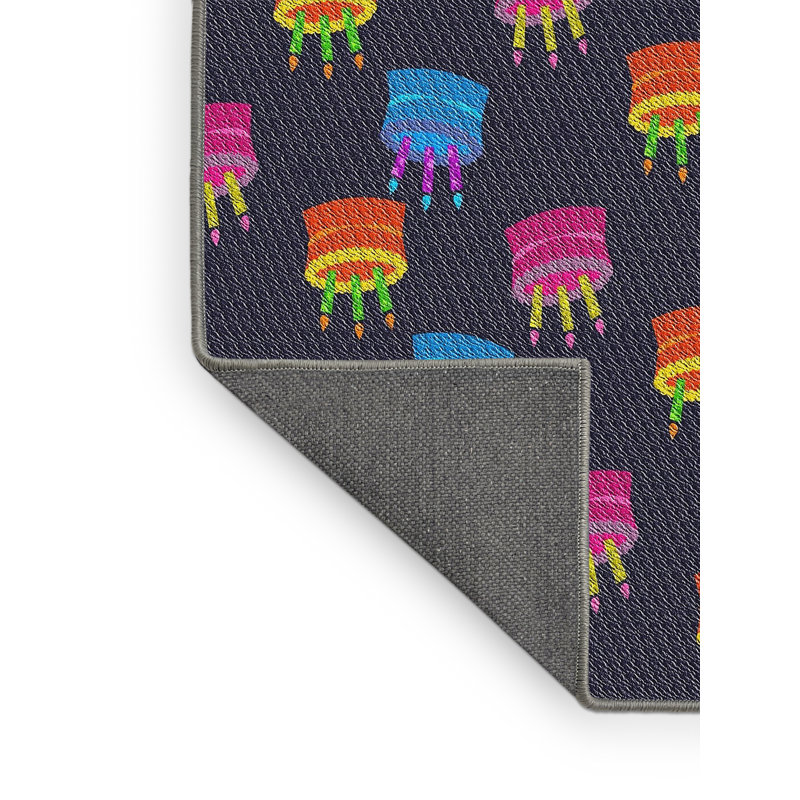 Bleu Cynthia/rouge/noir Tapis décoratif, Rectangle 5 pi x 8 pi