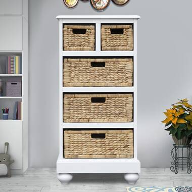 Gracie Oaks ClickDecor Nelson Storage Chest Cabinet with 2 Wicker