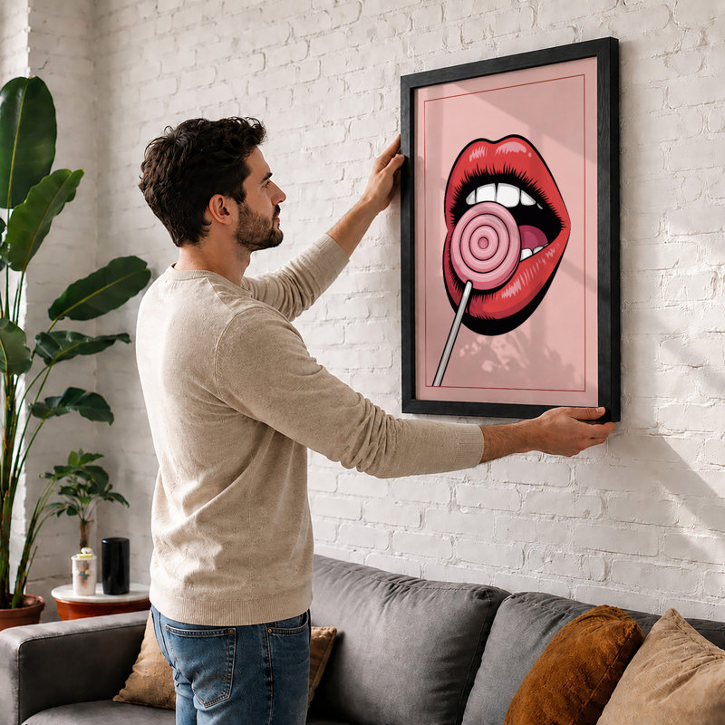 Lollipop Kiss Pop Art - Print, A3 - 42.0 x 29.7 cm, White