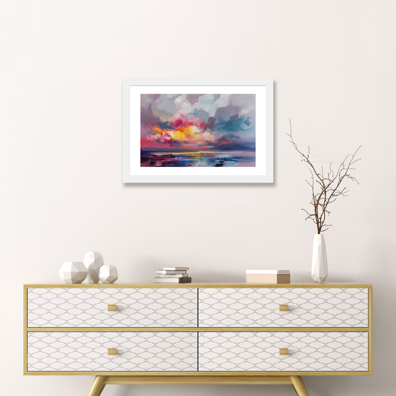 « deplacement » par scott naismith-reproduction d’art, H 16 po x l 24 po x P 1 po, Papier avec cadre blanc