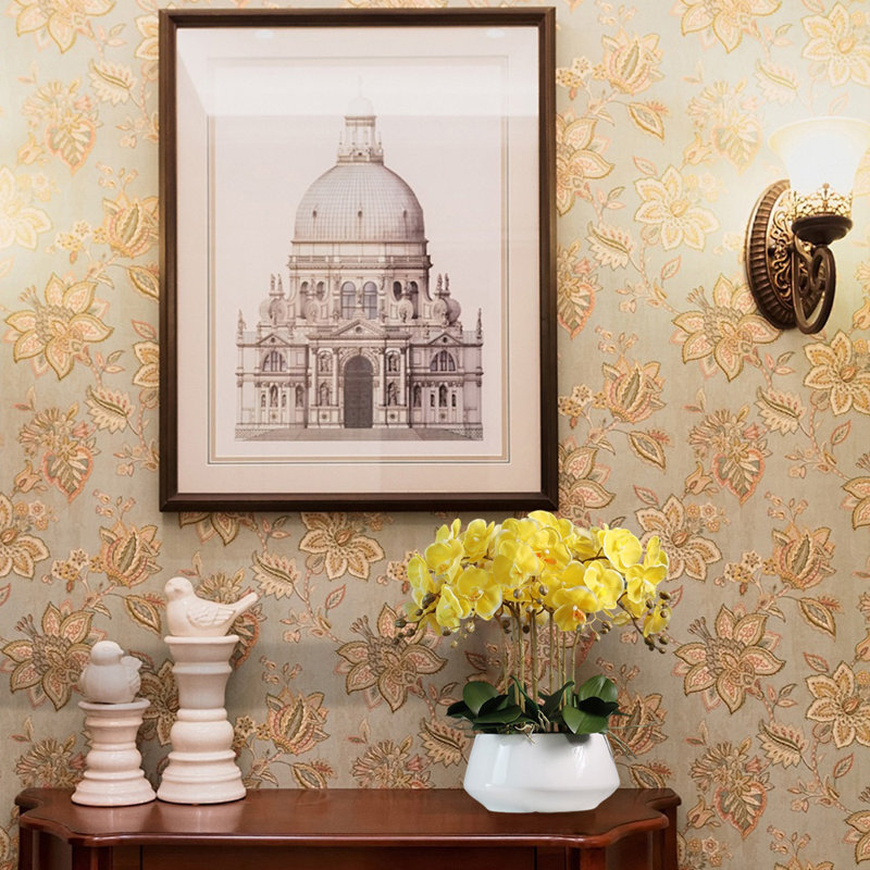 Fleur d'orchidée artificielle avec vase, Jaune