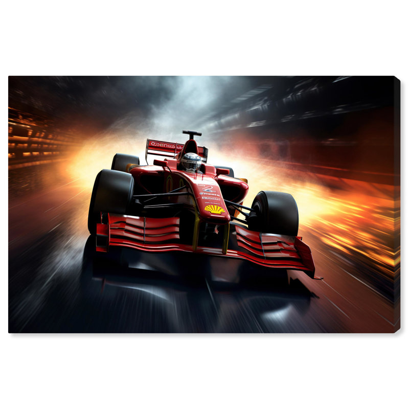 «Red Speed II», voiture de course, «Man Cave» par Notoriart, Toile tendue, H 10 po x l 15 po