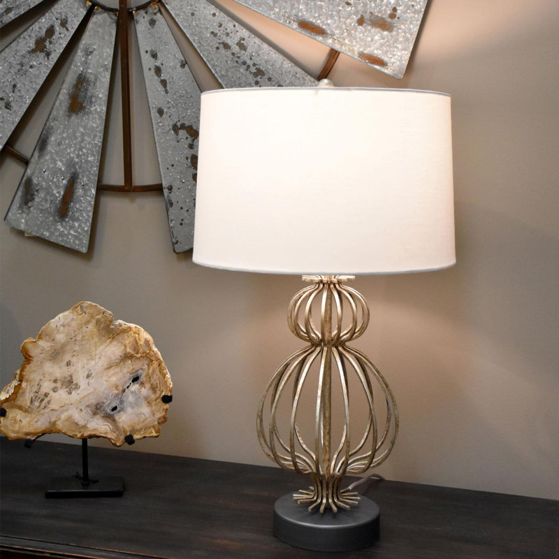 Athaleen Metal Table Lamp, Distressed Silver