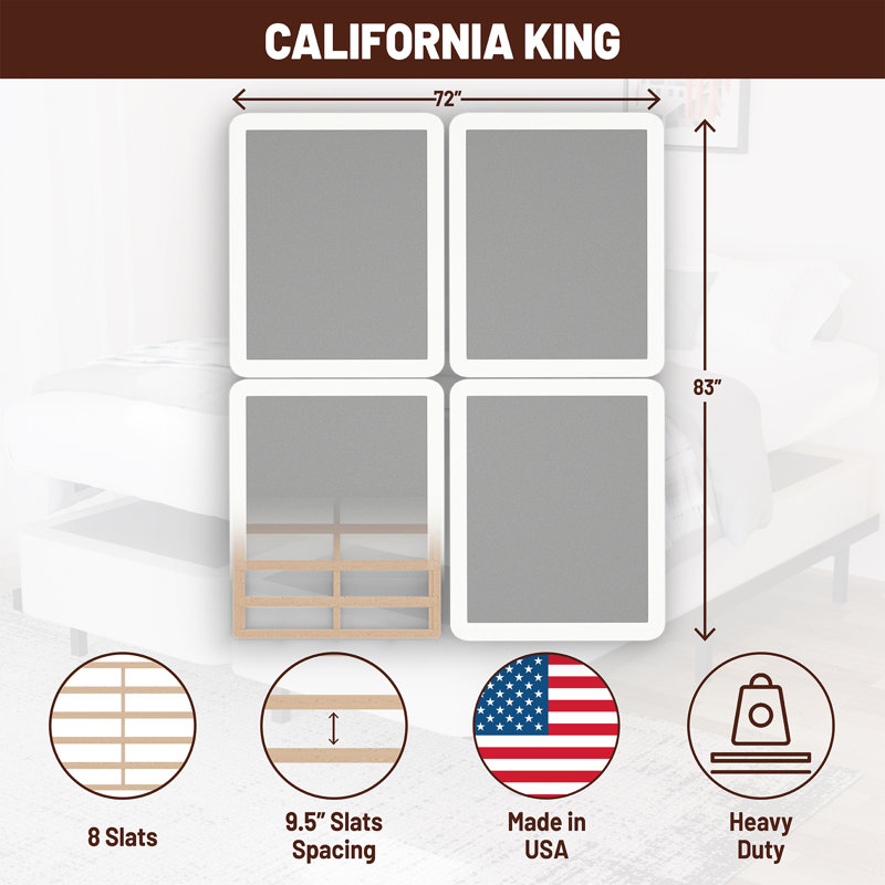 Fully Assembled Traditional Box Spring/Foundation For Mattress, Low Profile (4"), California King