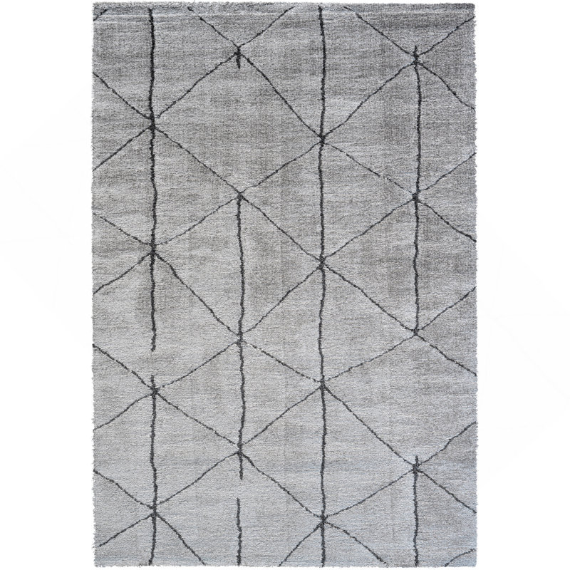Tapis en polyester recyclé gris anthracite et gris anthracite Nina Rowan, Rectangle 5 pi 3 po x 7 pi 6 po