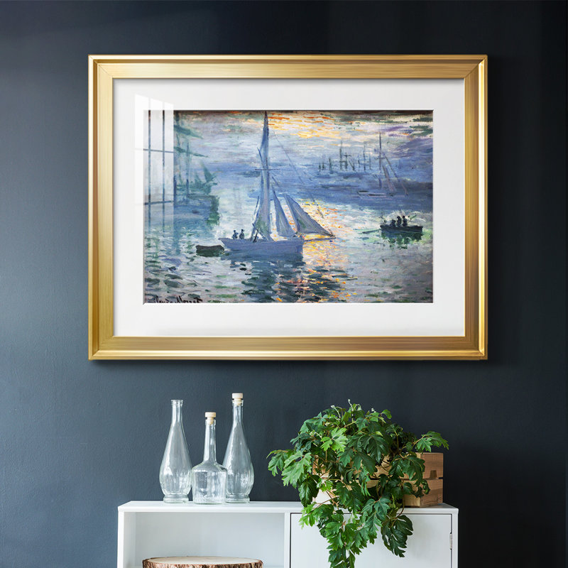 Monet, impression encadrée sur papier par Claude Monet, Or, H 30 po x l 44 po x P 1,5 po