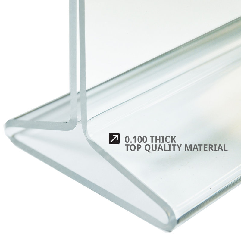 Top Loading Clear Acrylic T-Frame Sign Holder 11" Wide x 8.5'' High-Horizontal, 10-Pack