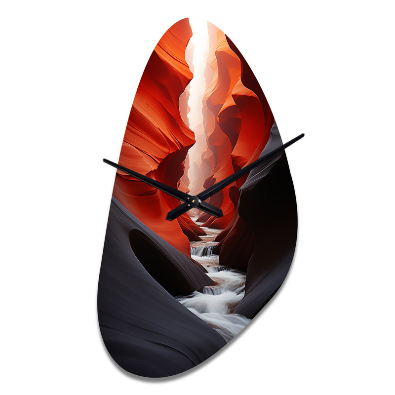 Canyon Antelope silhouette silhouette - grande horloge murale rouge - forme unique, Grand