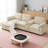 L-Type Multifunctional Corduroy Sofa: 4-Seater Segmented Design With Cup Holder/USB Interface/Storage Box, Equipped With Movable Console+Ottoman Style Storage Space-1029627176