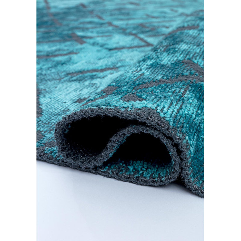 Rapture Abstract Area Rug in Blue, Rectangle 6'7" x 9'10"