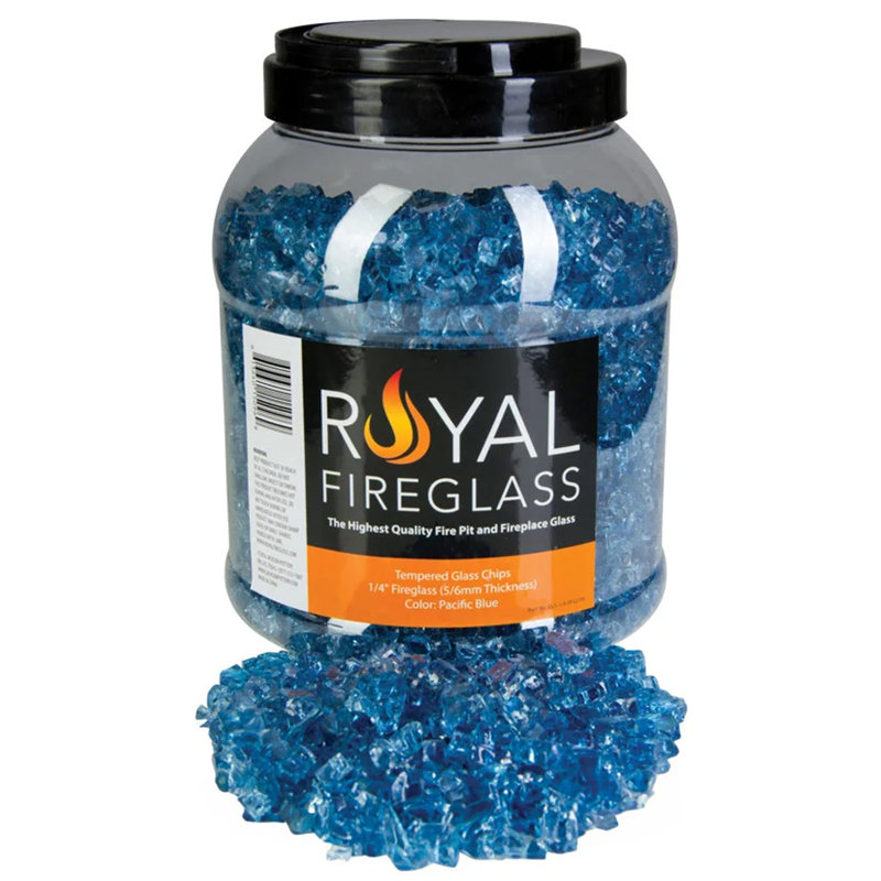10 lb. Jar FIREGLASS 1/4" PACIFIC BLUE, Pacific Blue, 0.25" H x 0.25" W x 0.25" D