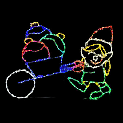 Girl Elf Carrying Presents in Wheelbarrow LED Display