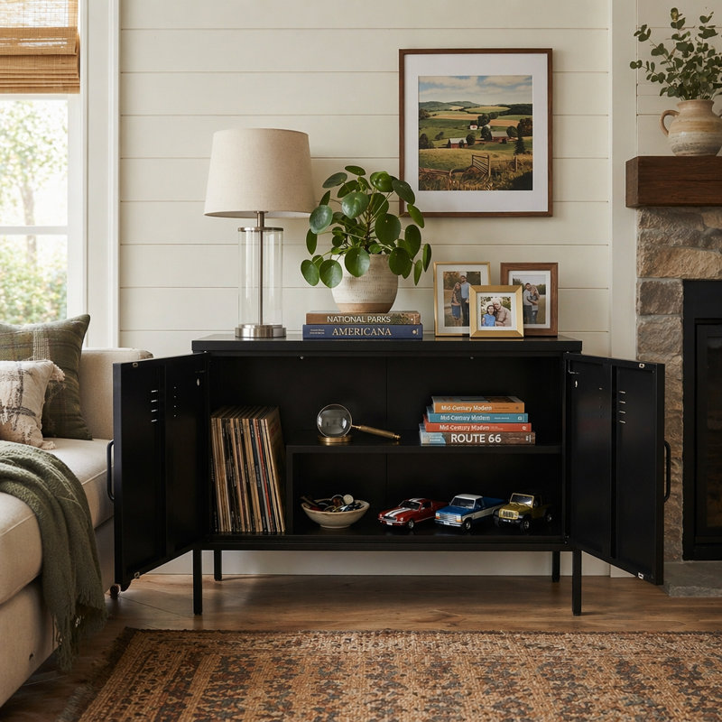 Armoire de rangement en métal durable et multifonctionnelle avec tablettes et pieds réglables, idéale pour l'organisation à la maison et au bureau.