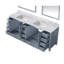 Meuble-lavabo double bleu marine l 84 po x P 22 po, comptoir en marbre de Carrare et miroirs 34 po-2085769228