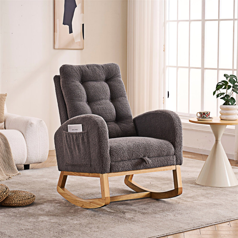Chaise longue berçante avec repose-pieds Accent, Gris foncé