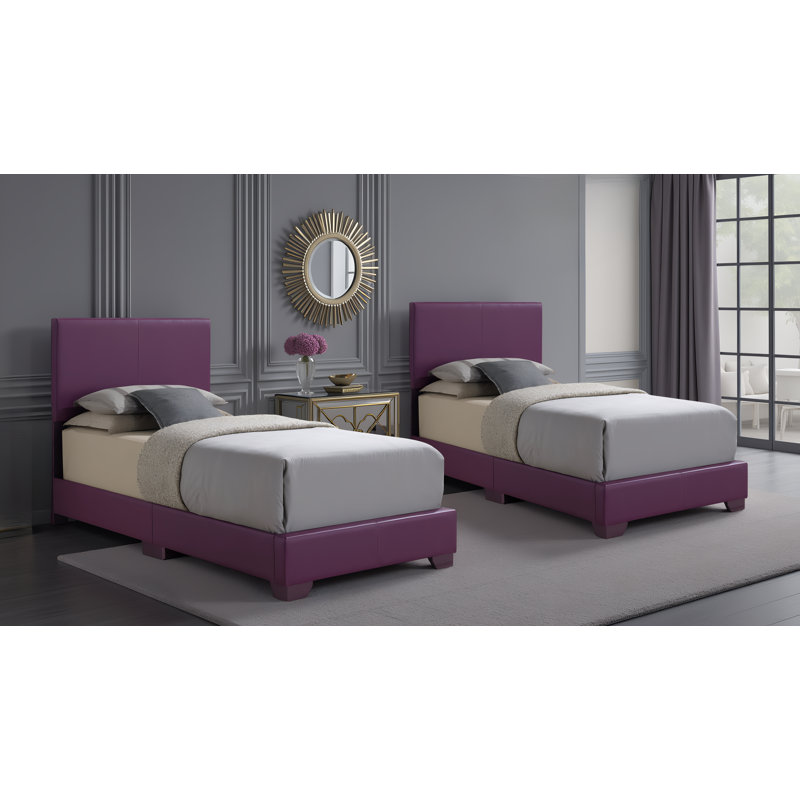 Ensemble de 2 lits simples en similicuir Anvers, Lit simple, Mauve