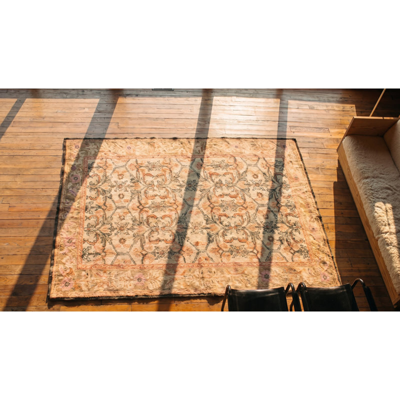 Allover Geometric Antique Indian Hand Knotted Cotton Pile Agra Rug