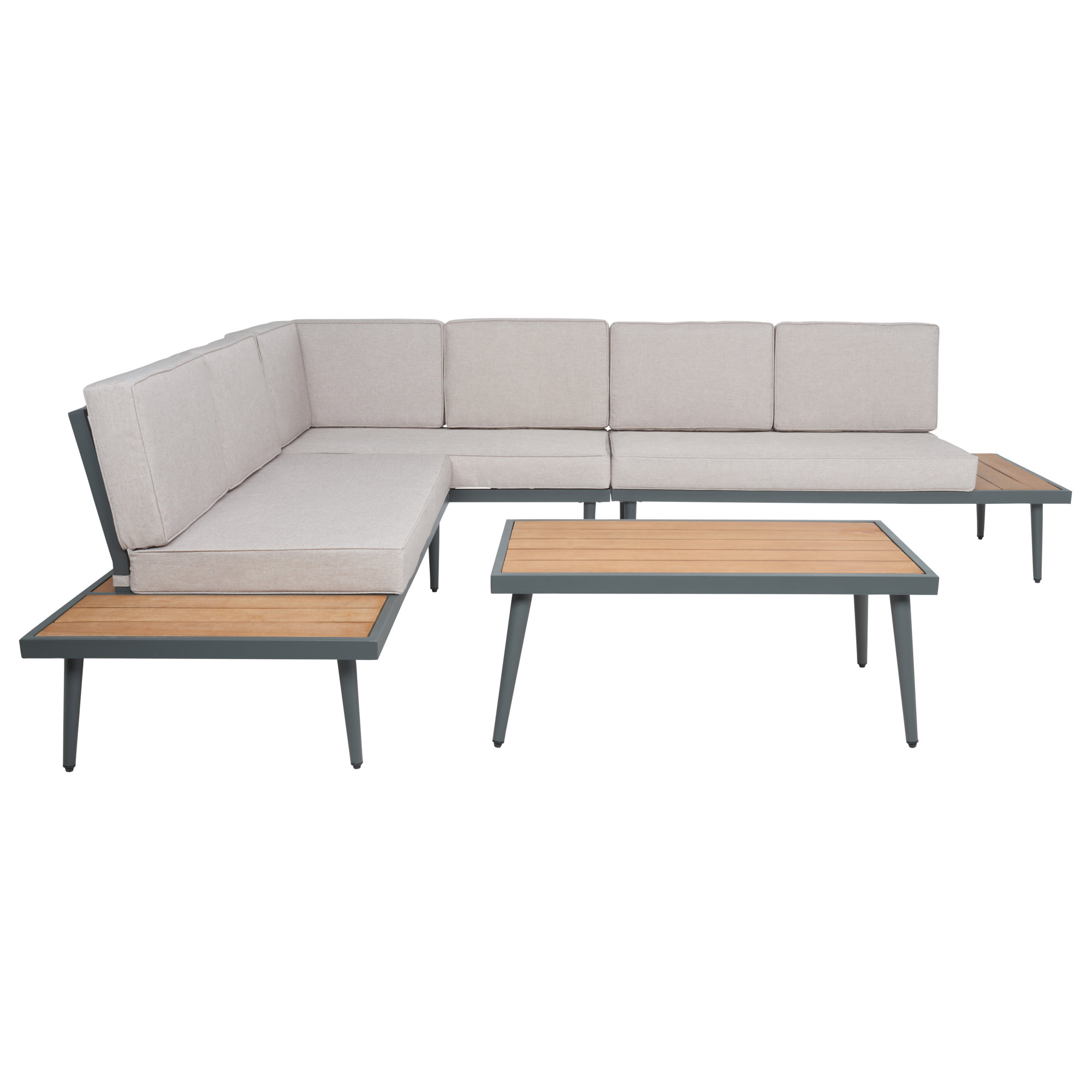 Gherlein 4 - Person Modular Patio Conversation Set with Cushions, Light Grey