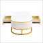 Table basse ovale moderne avec tiroirs