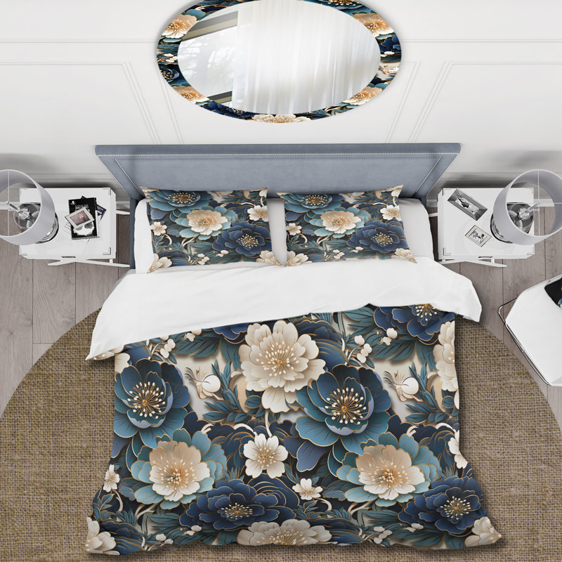 Literie Ming Dynasty Reverence II, Housse de couette pour grand lit et 2 taies décor