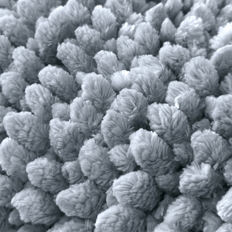 Margot Velvet Chenille Bobble Bath Mat, Grey