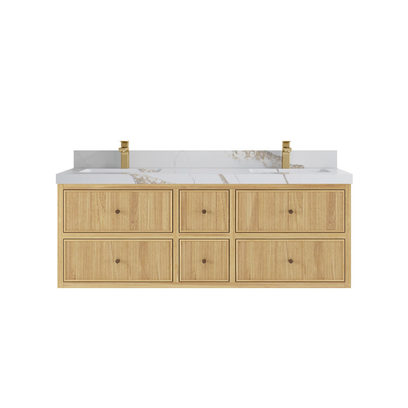 Ensemble de meuble-lavabo simple 60 po Sonoma, Or Calacatta