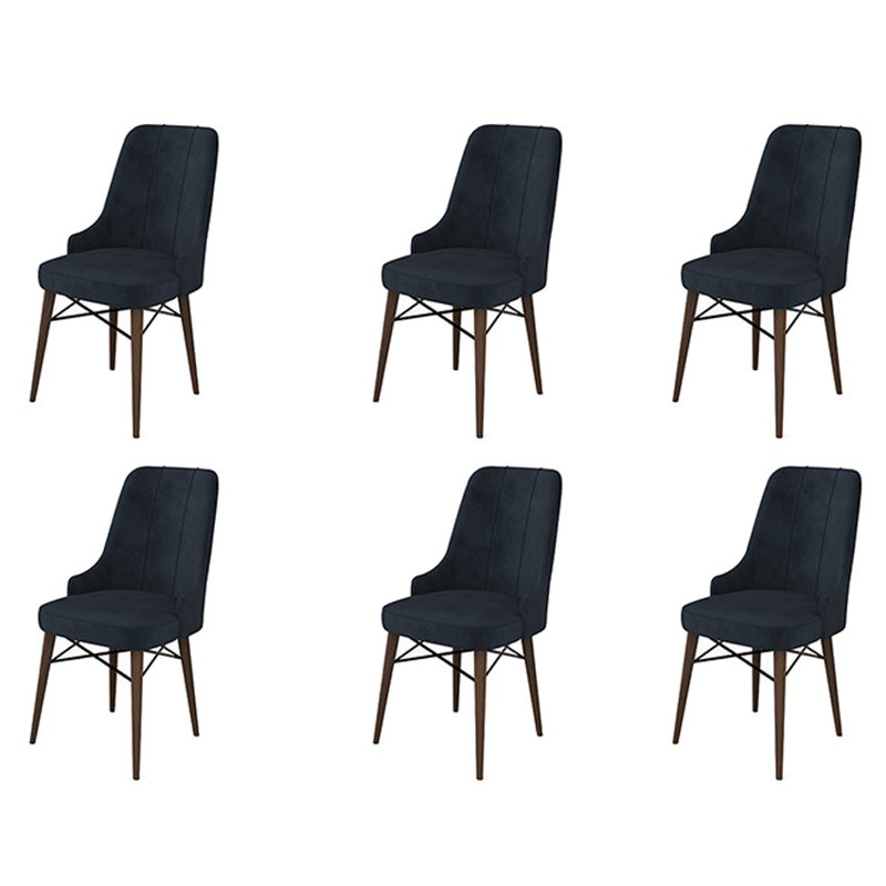 Ensemble de chaises élégantes 6 pièces, anthracite et brun | Structure 100% métal, pieds en bois, dossier 18 en mousse, 22 sièges en mousse | Dimensions: 18,1 po x 37,0 po x 18,1 po | Design moderne, parfait pour les salles à manger et les espaces de vie