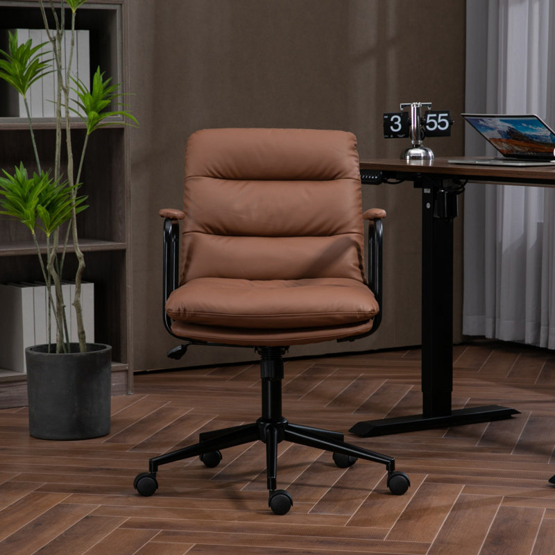 Chaise de bureau avec roulettes et accoudoirs, Brun