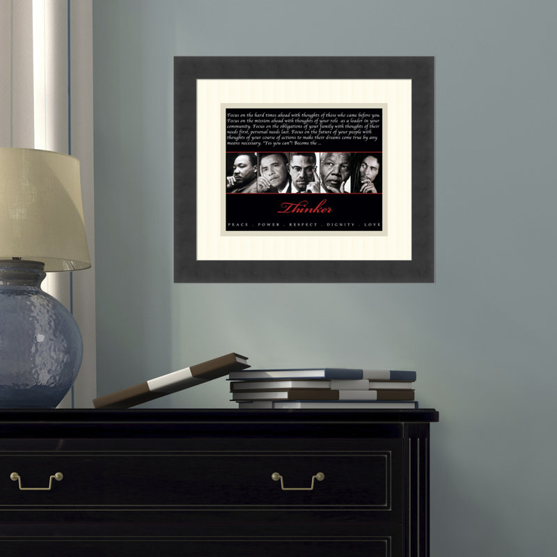 «Thinker (Quintet): Peace, Power, Respect, Dignity, Love», reproduction d'art graphique encadrée