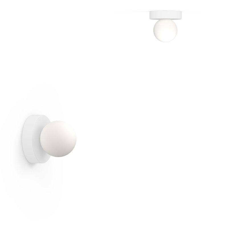 Applique murale en verre Bola, Blanc mat, H 5,6 po x l 4 po x P 4 po