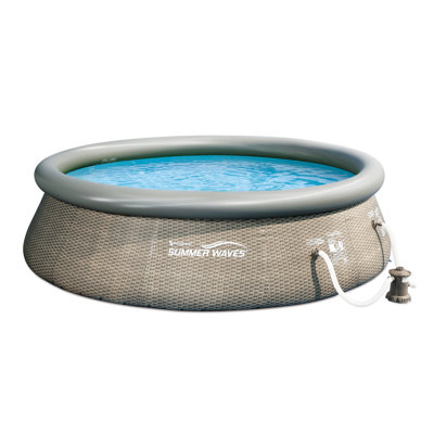 Summer Waves Plastic Round Inflatable Pool 36'' H x 168'' W x 168'' L , with Pump Included