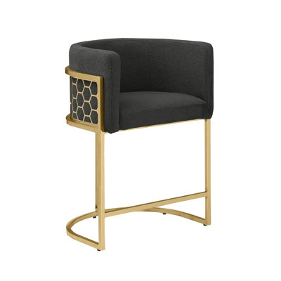 Upholstered Barstool (29") & Counterheight (24") With Teddy Fabric And Honey Comb Back Design