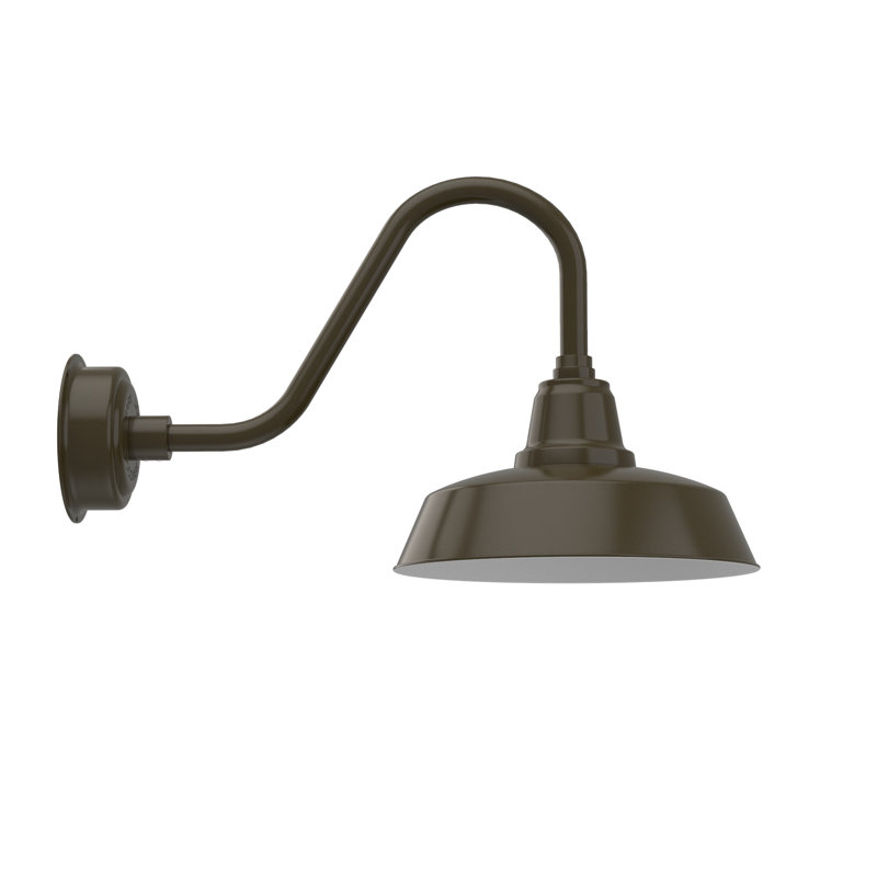 Luminaire de grange d'extérieur Vandervliet, H 14,87 po x l 14 po x p 26 po, Bronze acajou