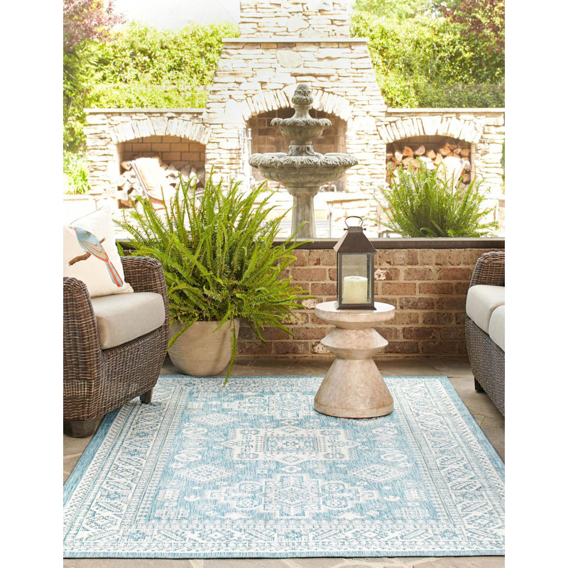 Tapis intérieur / extérieur bleu Danera, Rectangle 9 pi x 12 pi