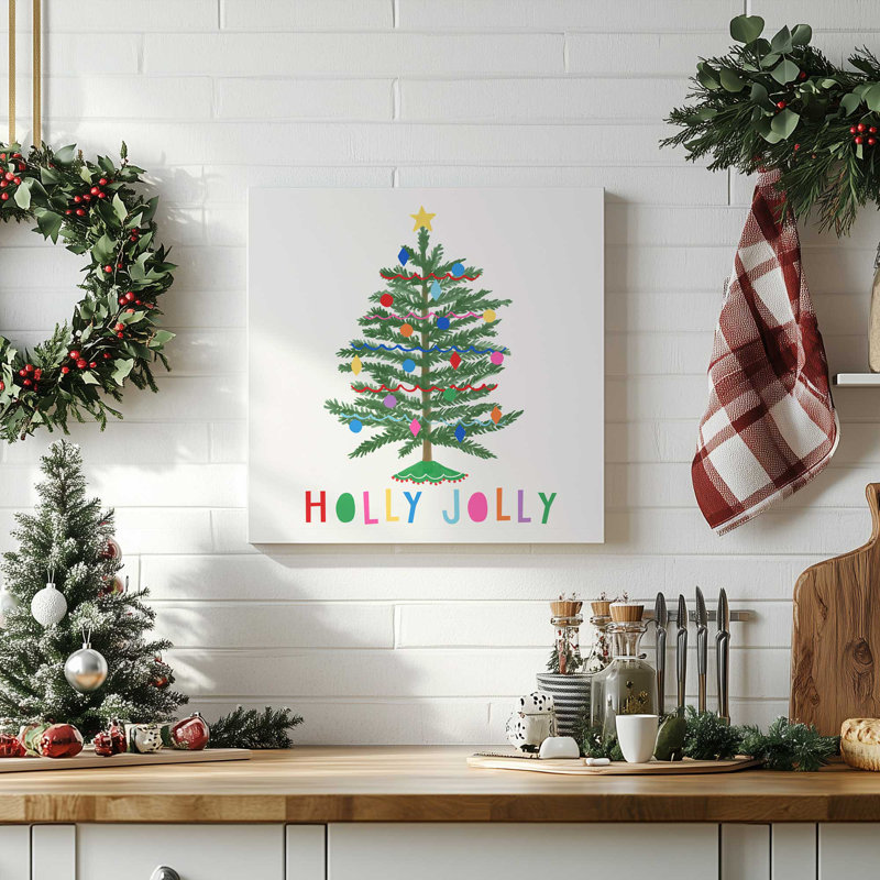 Arbre de Noël Holly Jolly, Toile tendue, H 12 po x l 12 po x P 1,25 po