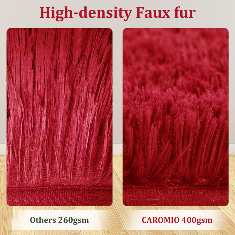 Large Red Washable Shag Area Rugs Non-Slip Fluffy Shag Plush Fuzzy Shaggy Rug for Living Room, Bedroom, Home Decor