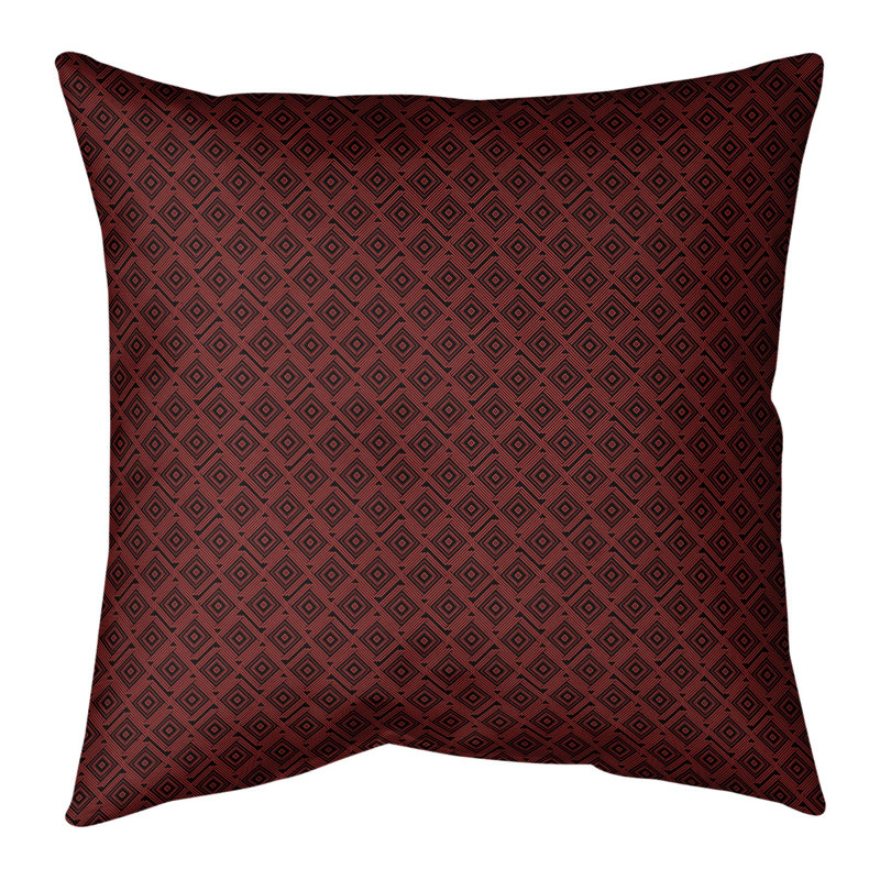 Oreiller en lin Katelyn Elizabeth, 14 po x 14 po, Polyester / Bourre en polyester, Noir / rouge