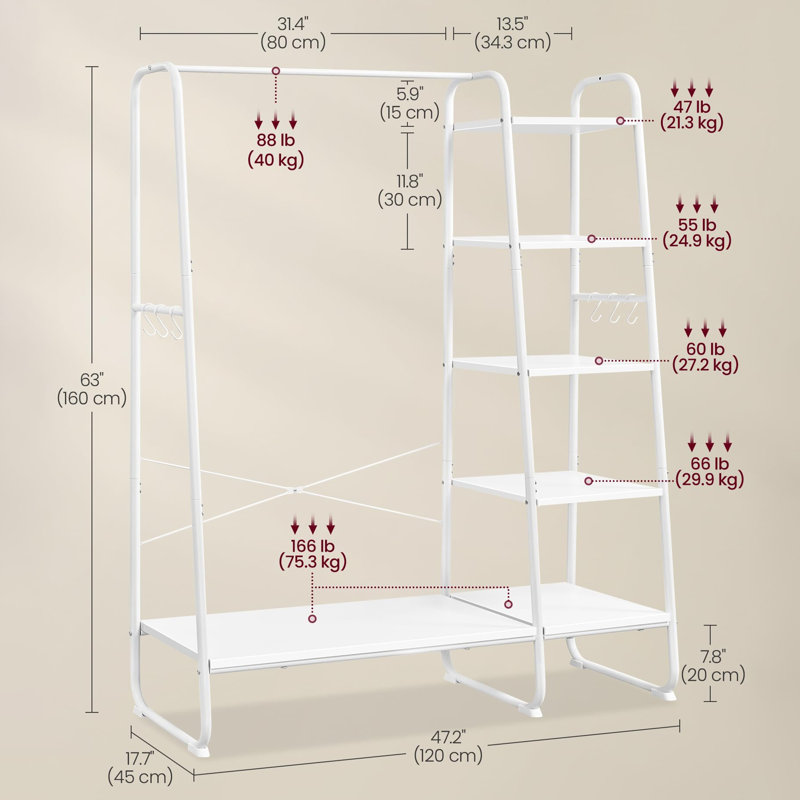 120 cm Clothes Rack, Cloud White + Matte White