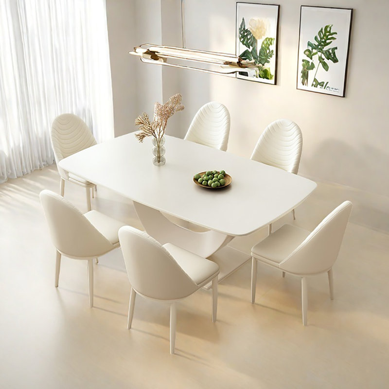 Creamy White Rectangular Rock Table, 29.5"H x 55.1"L x 31.5"W