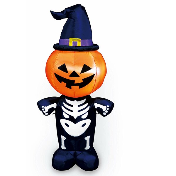 The Holiday Aisle® Halloween Pumpkin Skeleton Inflatable & Reviews ...