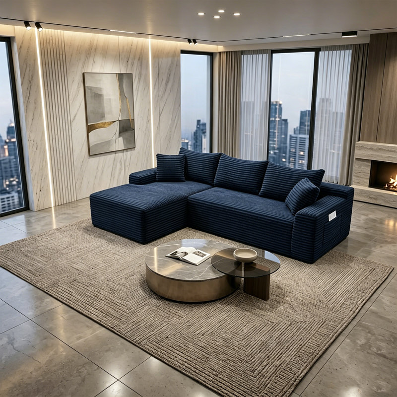 Canapé modulaire surdimensionné en L surdimensionné avec méridienne réversible et coussins décoratifs, sans assemblage
