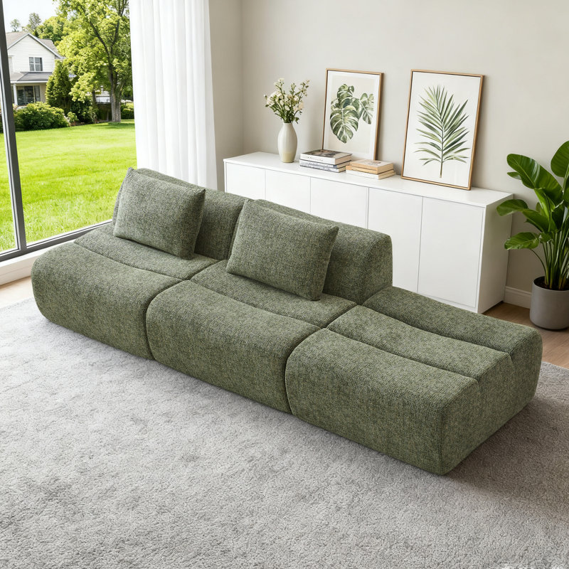 Canapé modulaire rembourré 108 po à 3 places 108 po Chenille, Vert