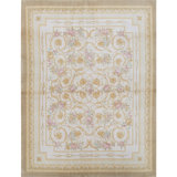 Hand-Knotted High-Quality Ivory and Gold Area Rug