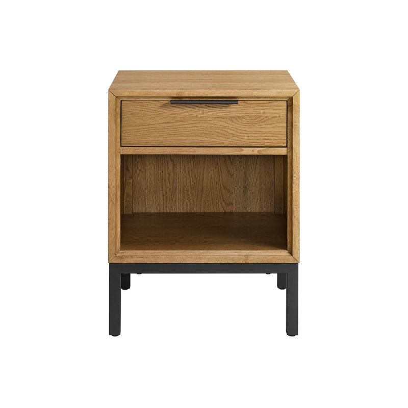 Davin 1-Drawer Wood Nightstand, Natural Oak