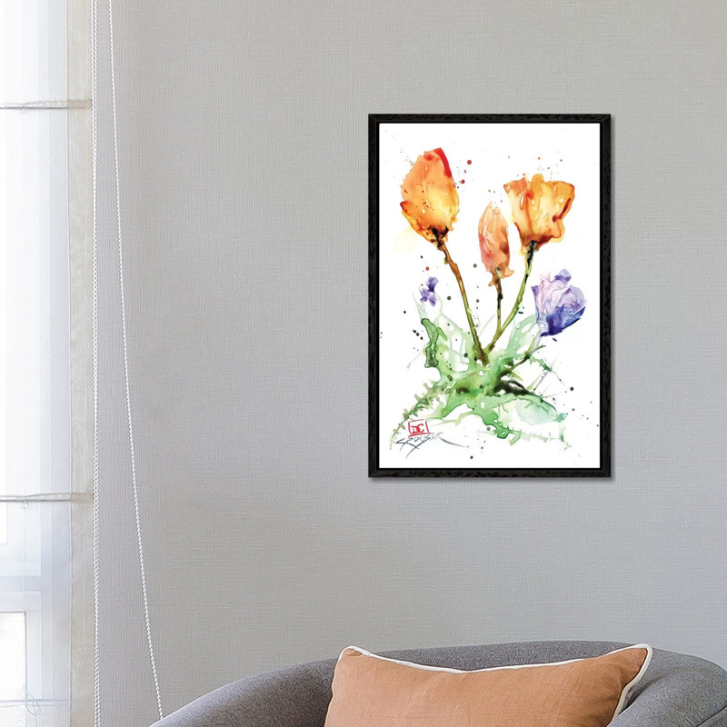 Flowers by Dean Crouser - Painting on Canvas, 66.04 cm H x 45.72 cm W, Black Framed