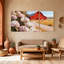 Hortensia fleurs roses, grange rouge, route de campagne, moutons, ensemble de 3 impressions sur toile-1898270979