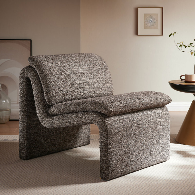 Fauteuil d'appoint rembourré sans accoudoirs Lume Boucle, Tissu antique