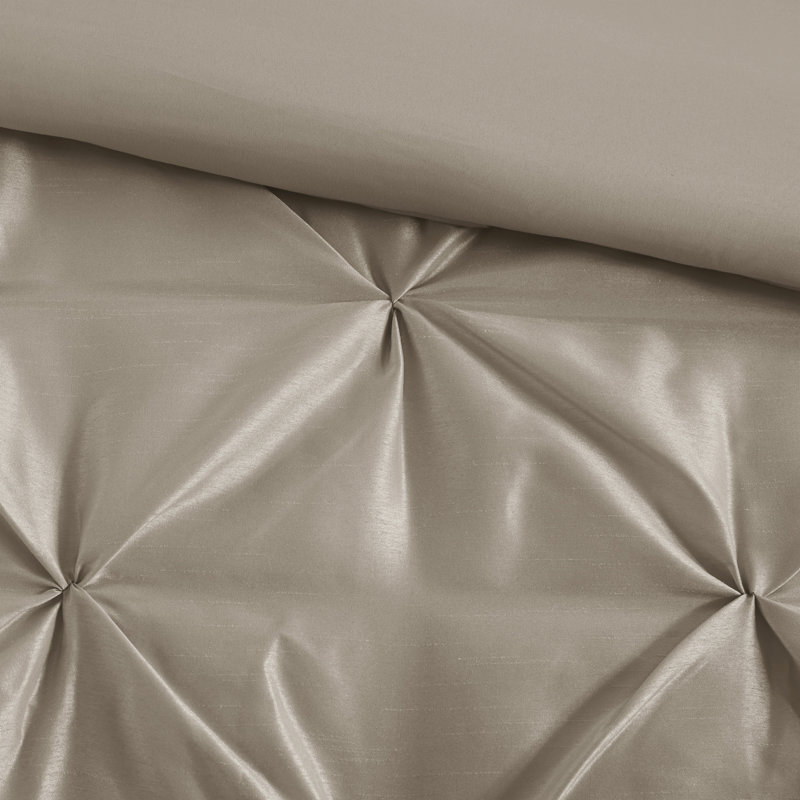 Laurel 7 Piece Tufted Comforter Set, Taupe, King Comforter + 1 Bed Skirt + 2 Shams + 3 Decorat