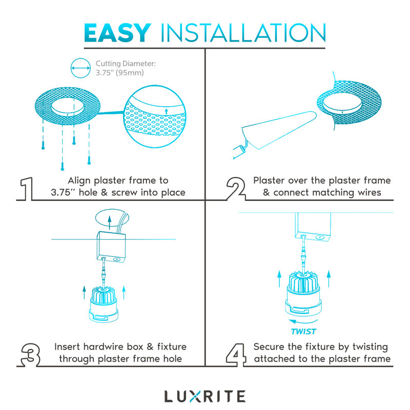 White Aluminum Trimless LED Recessed Lighting Kit